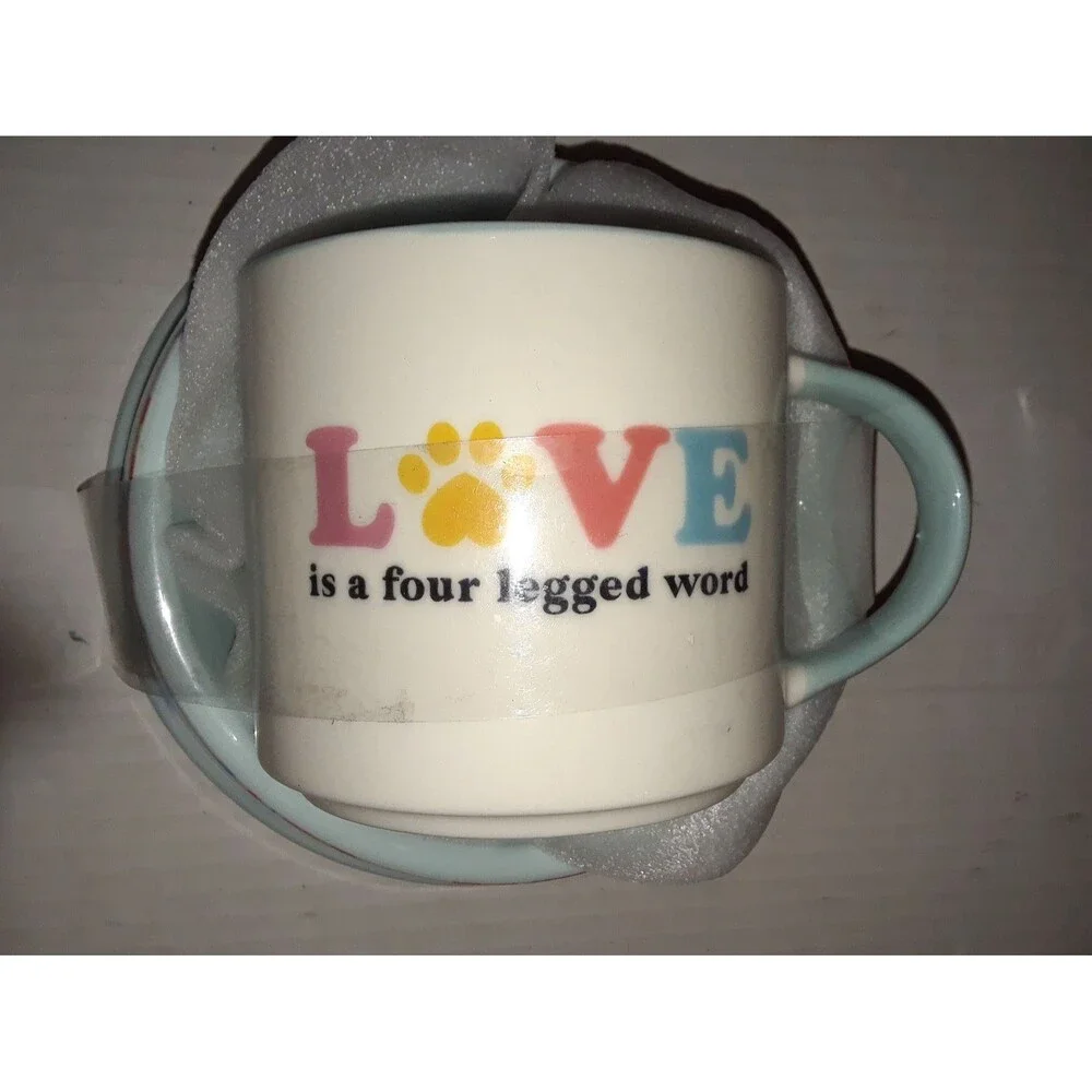 DOG Food Bowl With HUMAN Mug Adorable Set Hippy Psychedelic Design